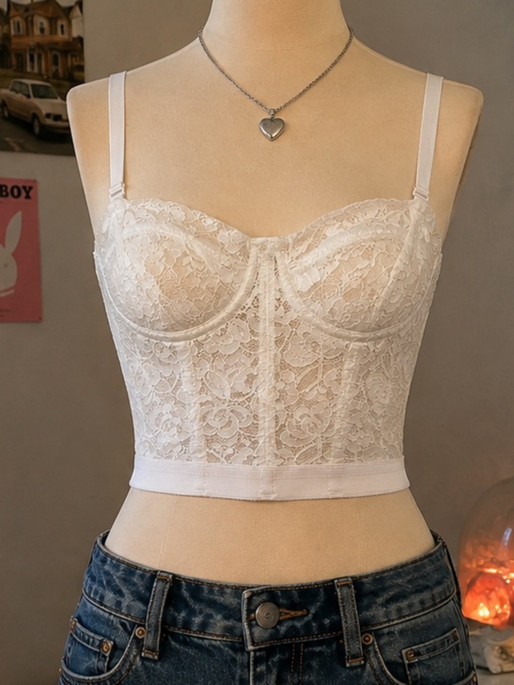 Unbranded 32C Bra Corset Ballonet White Top 90s Y2K Fairycore Vintage Bride
